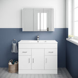 Modern Splash 1000mm Gloss White 3 Door 2 Drawer Floor Standing Cabinet With Basin