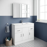 Modern Splash 1000mm Gloss White 3 Door 2 Drawer Floor Standing Cabinet With Basin