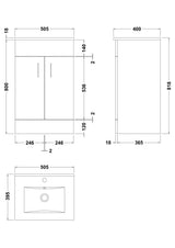 Modern Splash Eden 500mm Gloss White 2 Door Floor Standing Cabinet With Basin