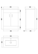 Modern Splash Eden 600mm Gloss White 2 Door Floor Standing Cabinet With Basin