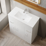 Modern Splash 800mm Gloss White 3 Door 2 Drawer Floor Standing Cabinet With Basin
