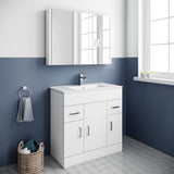 Modern Splash 800mm Gloss White 3 Door 2 Drawer Floor Standing Cabinet With Basin