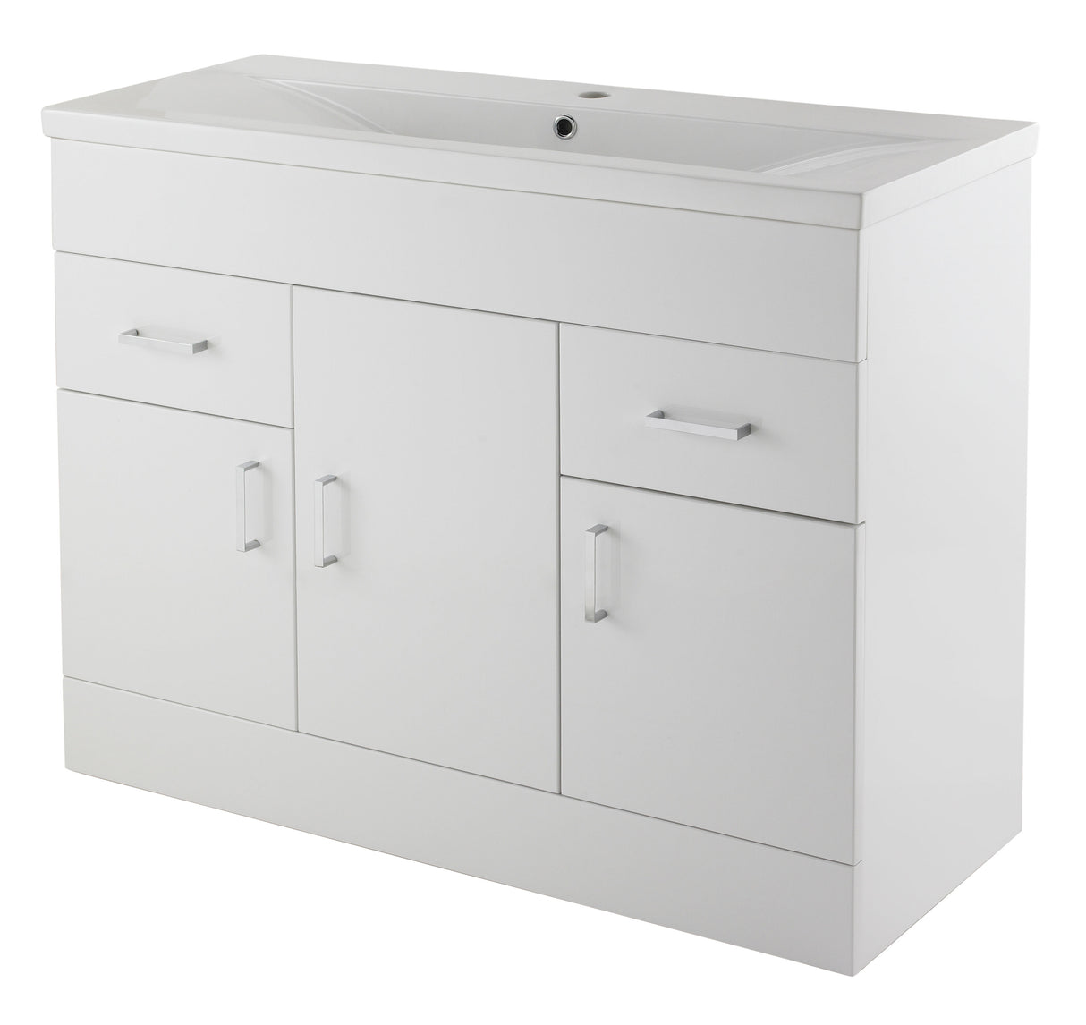 Modern Splash Eden 1000mm Gloss White 3 Door 2 Drawer Floor Standing Cabinet With Basin