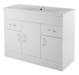 Modern Splash Eden 1000mm Gloss White 3 Door 2 Drawer Floor Standing Cabinet With Basin
