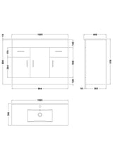 Modern Splash Eden 1000mm Gloss White 3 Door 2 Drawer Floor Standing Cabinet With Basin
