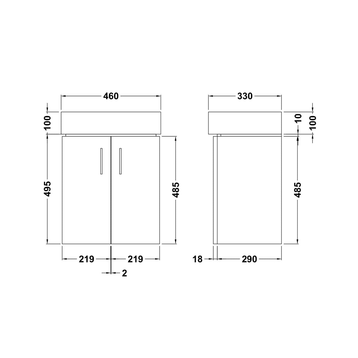 Modern Splash 450mm Gloss White 2 Door Wall Hung Vanity Unit