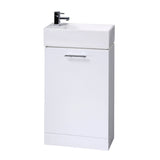 Modern Splash 485mm Gloss White 1 Door Compact Floor Standing Cabinet With Basin