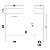 Modern Splash 485mm Gloss White 1 Door Compact Floor Standing Cabinet With Basin