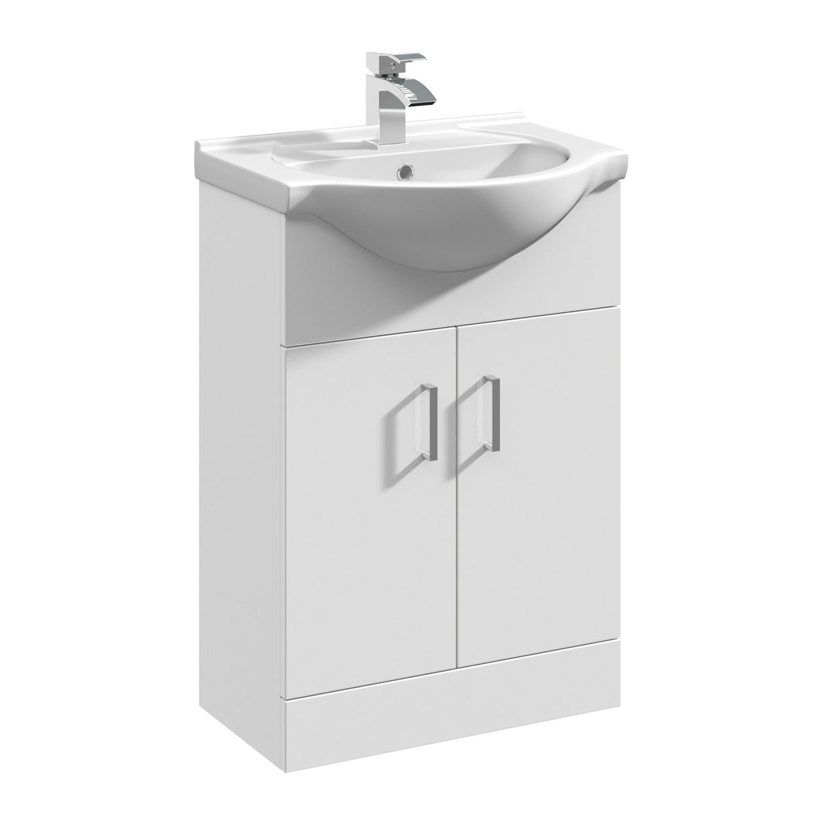 Modern Splash Mayford 550mm Gloss White 2 Door Floor Standing Cabinet With U-Shaped Basin
