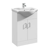 Modern Splash Mayford 550mm Gloss White 2 Door Floor Standing Cabinet With U-Shaped Basin