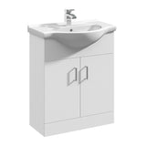 Modern Splash Mayford 650mm Gloss White 2 Door Floor Standing Cabinet With U-Shaped Basin