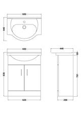 Modern Splash Mayford 650mm Gloss White 2 Door Floor Standing Cabinet With U-Shaped Basin