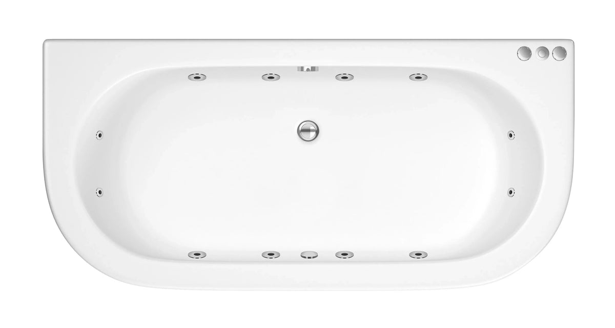 Modern Splash  1700mm Back to Wall Double Ended 12 Jet Whirlpool Bath
