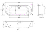 Modern Splash  1700mm Back to Wall Double Ended 12 Jet Whirlpool Bath