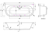 Modern Splash  1700mm Back to Wall Double Ended 6 Jet Whirlpool Bath