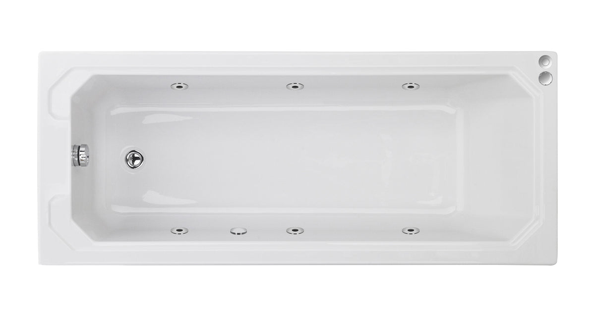 Modern Splash  Art Deco 1700mm Single Ended 6 Chrome Jet Whirlpool Bath