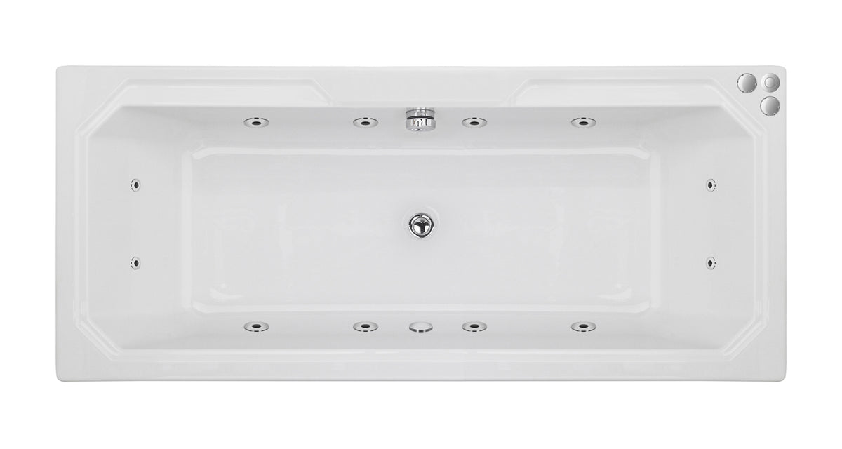 Modern Splash  Art Deco 1800mm Double Ended 12 Chrome Jet Whirlpool Bath