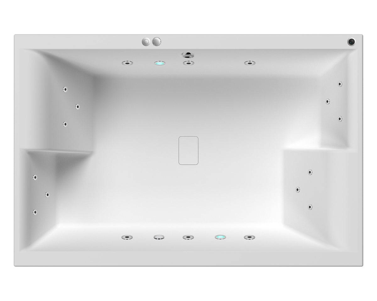 Modern Splash  1800mm Inset Double Ended 18 Jet Whirlpool Bath With Light