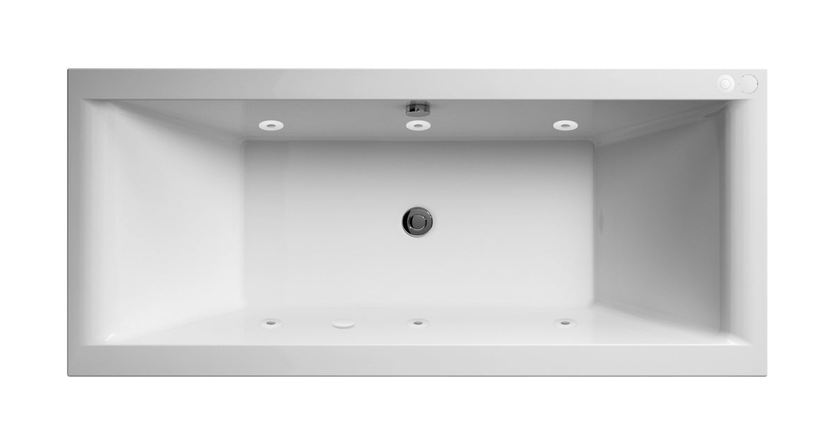 Modern Splash  1800mm Double Ended 6 White Jet Whirlpool Bath Square Double