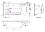 Modern Splash  1400mm Single Ended 11 Jet Hydrotherapy Whirlpool Bath