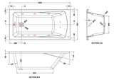 Modern Splash  1400mm Single Ended 11 Jet Whirlpool Bath With Light