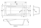 Modern Splash  1400mm Single Ended 6 White Jet Whirlpool Bath