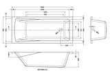 Modern Splash  1600mm Single Ended 6 White Jet Whirlpool Bath Square Single
