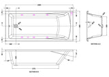 Modern Splash  1800mm Single Ended 6 White Jet Whirlpool Bath Square Single