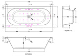 Modern Splash  1700mm Double Ended 12 Jet Hydrotherapy Whirlpool Bath With Light