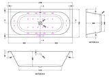 Modern Splash  1700mm Double Ended 12 Jet Hydrotherapy Whirlpool Bath