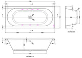 Modern Splash  1700mm Double Ended 6 White Jet Whirlpool Bath