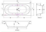 Modern Splash  1800mm Double Ended 12 Jet Hydrotherapy Whirlpool Bath With Light