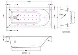 Modern Splash  1500mm Single Ended 11 Jet Hydrotherapy Whirlpool Bath With Light