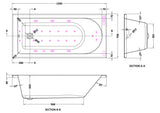 Modern Splash  1500mm Single Ended 11 Jet Hydrotherapy Whirlpool Bath