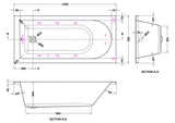 Modern Splash  1500mm Single Ended 11 Jet Whirlpool Bath With Light