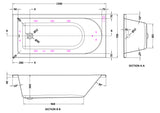Modern Splash  1500mm Single Ended 11 Jet Whirlpool Bath