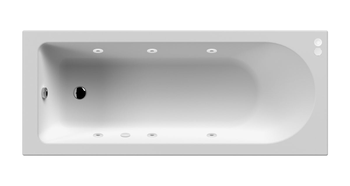 Modern Splash  1500mm Single Ended 6 White Jet Whirlpool Bath