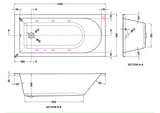 Modern Splash  1500mm Single Ended 6 Chrome Jet Whirlpool Bath