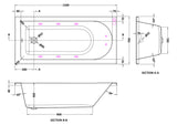 Modern Splash  1500mm Single Ended 8 Jet Whirlpool Bath