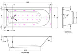 Modern Splash  1600mm Single Ended 11 Jet Hydrotherapy Whirlpool Bath With Light