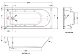 Modern Splash  1600mm Single Ended 11 Jet Whirlpool Bath With Light