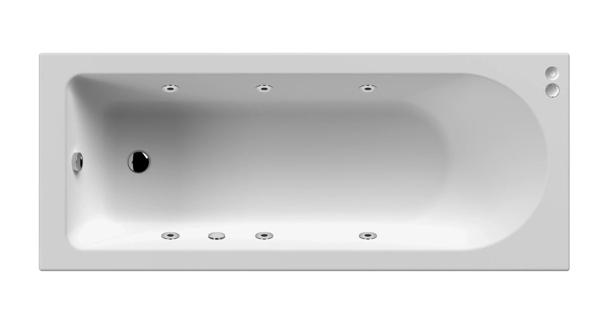 Modern Splash  1700mm Single Ended 6 Chrome Jet Whirlpool Bath Round Single