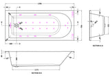 Modern Splash  1700mm Single Ended 11 Jet Hydrotherapy Whirlpool Bath With Light