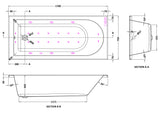Modern Splash  1700mm Single Ended 11 Jet Hydrotherapy Whirlpool Bath