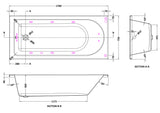 Modern Splash  1700mm Single Ended 11 Jet Whirlpool Bath With Light