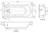 Modern Splash  1700mm Single Ended 11 Jet Whirlpool Bath