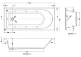 Modern Splash  1700mm Single Ended 6 White Jet Whirlpool Bath
