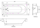 Modern Splash  1700mm Single Ended 8 Jet Whirlpool Bath