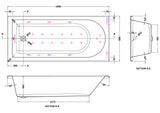 Modern Splash  1800mm Single Ended 11 Jet Hydrotherapy Whirlpool Bath With Light