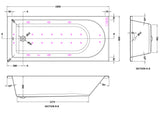 Modern Splash  1800mm Single Ended 11 Jet Hydrotherapy Whirlpool Bath